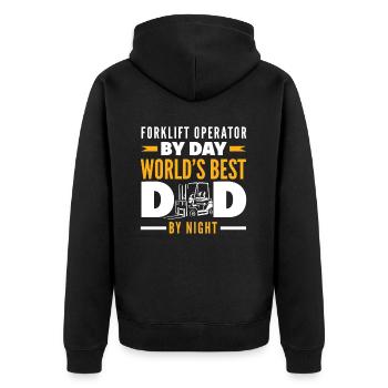 Forklift driver by day, best dad by night - Unisex Premium Organic Zip Hoodie - black - Back - Nico (187cm)