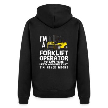 Forklift driver always right - Unisex Premium Organic Zip Hoodie - black - Back - Nico (187cm)