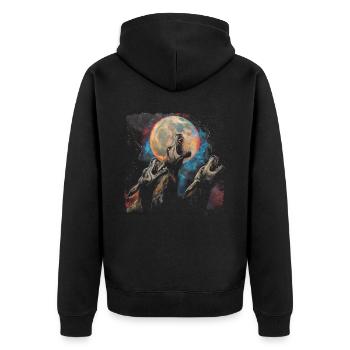 El Chupacabra Crypto Cryptozoologie Lune Hurlante - Veste à capuche bio Premium Unisexe - noir - Dos - Nico (187cm)