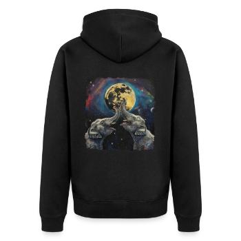 Elefant Tier Heulender Mond - Unisex Premium Bio Zip Hoodie - Schwarz - Hinten - Nico (187cm)