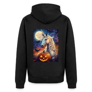 Cadeau d’Halloween Femmes Licorne Hommes Enfants - Veste à capuche bio Premium Unisexe - noir - Dos - Nico (187cm)