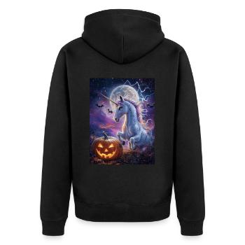Cadeau d’Halloween Femmes Licorne Hommes Enfants - Veste à capuche bio Premium Unisexe - noir - Dos - Nico (187cm)