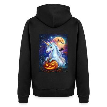 Cadeau d’Halloween Femmes Licorne Hommes Enfants - Veste à capuche bio Premium Unisexe - noir - Dos - Nico (187cm)