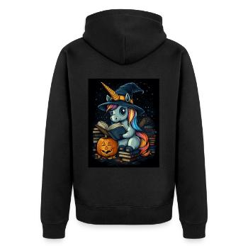 Cadeau d’Halloween Femmes Licorne Hommes Enfants - Veste à capuche bio Premium Unisexe - noir - Dos - Nico (187cm)