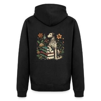 Irischer Wolfshund Blumenbuchleser - Unisex Premium Bio Zip Hoodie - Schwarz - Hinten - Nico (187cm)