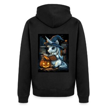Cadeau d’Halloween Femmes Licorne Hommes Enfants - Veste à capuche bio Premium Unisexe - noir - Dos - Nico (187cm)