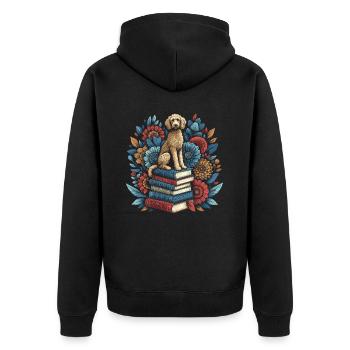 Golden Doodle Blumenbuchleser Floralcottagecore - Unisex Premium Bio Zip Hoodie - Schwarz - Hinten - Nico (187cm)