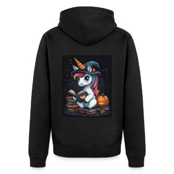 Cadeau d’Halloween Femmes Licorne Hommes Enfants - Veste à capuche bio Premium Unisexe - noir - Dos - Nico (187cm)