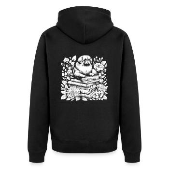Lecteur de livre de fleurs pékinois Floral Cottagecore - Veste à capuche bio Premium Unisexe - noir - Dos - Nico (187cm)