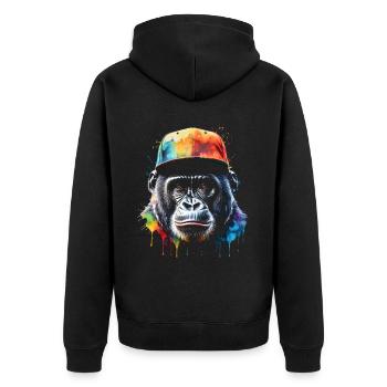 Gorilla Snapback Cap Monkey Cool Animal Design Print - Veste à capuche bio Premium Unisexe - noir - Dos - Nico (187cm)