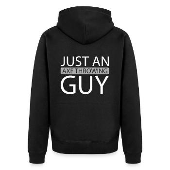 Axtwerfen Axtwerfer Just An Axe Throwing Guy - Unisex Premium Bio Zip Hoodie - Schwarz - Hinten - Nico (187cm)