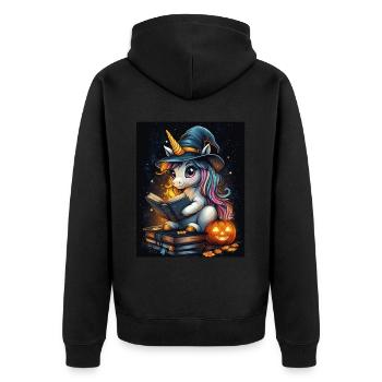 Cadeau d’Halloween Femmes Licorne Hommes Enfants - Veste à capuche bio Premium Unisexe - noir - Dos - Nico (187cm)