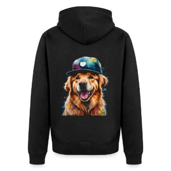 Golden Retriever Snapback Cap Chien Design Print - Veste à capuche bio Premium Unisexe - noir - Dos - Nico (187cm)