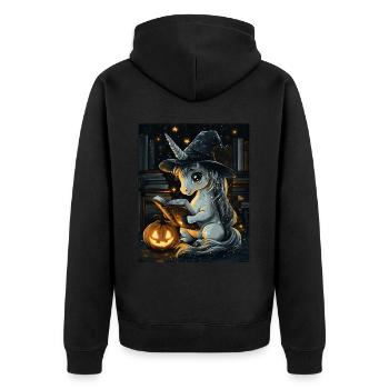 Cadeau d’Halloween Femmes Licorne Hommes Enfants - Veste à capuche bio Premium Unisexe - noir - Dos - Nico (187cm)