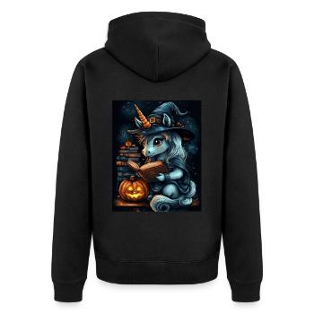 Cadeau d’Halloween Femmes Licorne Hommes Enfants - Veste à capuche bio Premium Unisexe - noir - Dos - Nico (187cm)