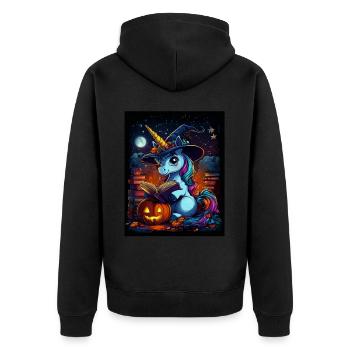Cadeau d’Halloween Femmes Licorne Hommes Enfants - Veste à capuche bio Premium Unisexe - noir - Dos - Nico (187cm)