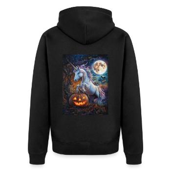 Cadeau d’Halloween Femmes Licorne Hommes Enfants - Veste à capuche bio Premium Unisexe - noir - Dos - Nico (187cm)
