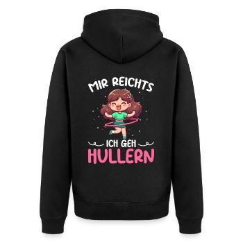 Mir Reichts Ich Geh Hullern Huller Hulareifen - Unisex Premium Bio Zip Hoodie - Schwarz - Hinten - Nico (187cm)