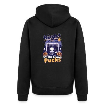 Halloween Ice Hockey Night Of The Living Pucks - Unisex Premium Organic Zip Hoodie - black - Back - Nico (187cm)