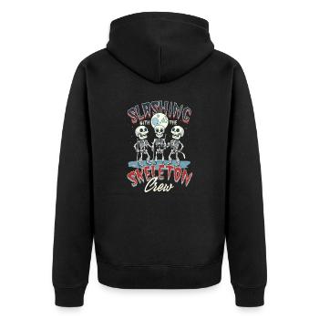 Halloween Ice Hockey Slashing With The Skeleton Cr - Unisex Premium Organic Zip Hoodie - black - Back - Nico (187cm)