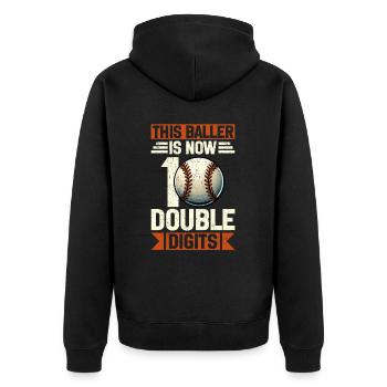 Two-Digit Birthday Decorations Boy 10 - Unisex Premium Organic Zip Hoodie - black - Back - Nico (187cm)