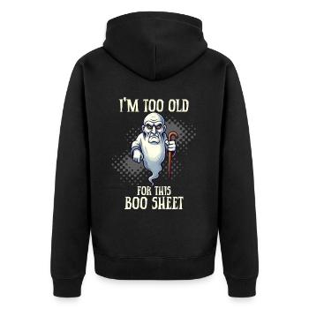 Grumpy Boo Sheet Ghost Funny Saying Design - Unisex Premium Organic Zip Hoodie - black - Back - Nico (187cm)