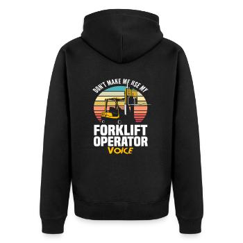 Forklift Driver Voice Retro - Unisex Premium Organic Zip Hoodie - black - Back - Nico (187cm)