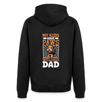 Welsh Terrier Dad - Unisex Premium Organic Zip Hoodie - black - Back - Nico (187cm)