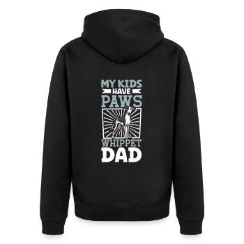 Whippet Papa - Unisex Premium Bio Zip Hoodie - Schwarz - Hinten - Nico (187cm)