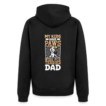 Drahthaar-Foxterrier Papa - Unisex Premium Bio Zip Hoodie - Schwarz - Hinten - Nico (187cm)