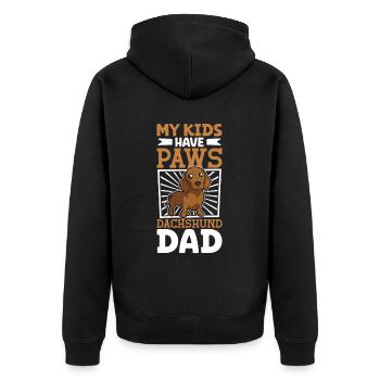 Dackel Papa - Unisex Premium Bio Zip Hoodie - Schwarz - Hinten - Nico (187cm)