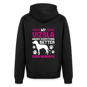 Magyar Vizsla makes everything better Pointing Dog - Unisex Premium Organic Zip Hoodie - black - Back - Nico (187cm)