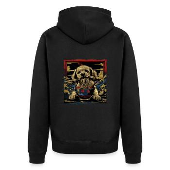 Motif Chien Manga Ramen Nouille Chien Anime Art - Veste à capuche bio Premium Unisexe - noir - Dos - Nico (187cm)