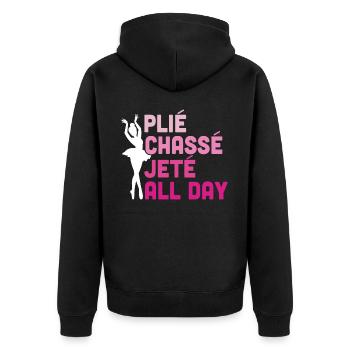Ballerina Balletttänzerin Plie Chasse Jete All Day - Unisex Premium Bio Zip Hoodie - Schwarz - Hinten - Nico (187cm)