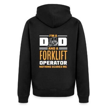 I'm a dad and a forklift driver nothing - Unisex Premium Organic Zip Hoodie - black - Back - Nico (187cm)