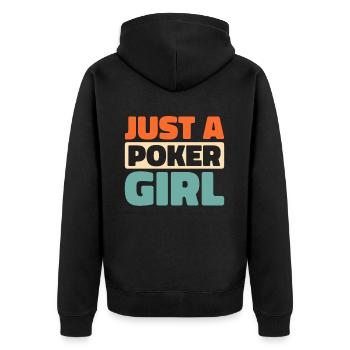 Poker Just A Poker Girl - Unisex Premium Bio Zip Hoodie - Schwarz - Hinten - Nico (187cm)