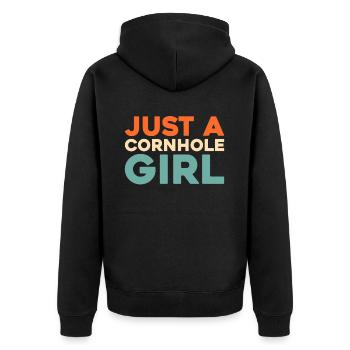 Cornhole Blind Hole Game Just A Cornhole Girl - Unisex Premium Organic Zip Hoodie - black - Back - Nico (187cm)