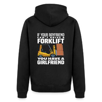 Wenn Dein Freund Kein Gabelstapler Fahrer Ist, - Unisex Premium Bio Zip Hoodie - Schwarz - Hinten - Nico (187cm)