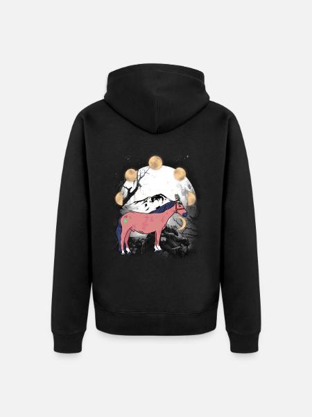 Chamanes Cheval Chevaux Chaman Lune - Veste à capuche bio Premium Unisexe - noir