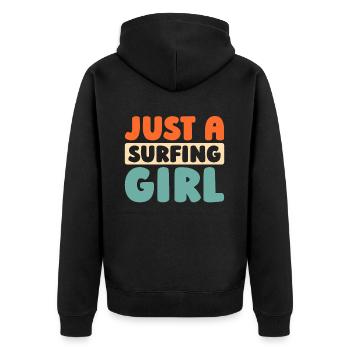 Surfer Surfen Juste une Surfeuse Fille - Veste à capuche bio Premium Unisexe - noir - Dos - Nico (187cm)