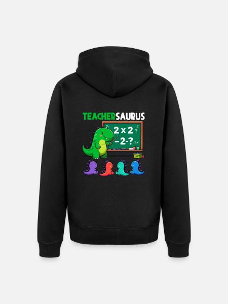 Teachersaurus Rex Dinosaure Professeur Professeur - Veste à capuche bio Premium Unisexe - noir