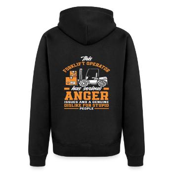 Gabelstaplerfahrer Wut Probleme Dumme Leute - Unisex Premium Bio Zip Hoodie - Schwarz - Hinten - Nico (187cm)