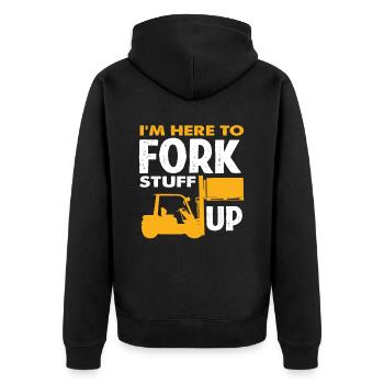 I'm here to pile things up - Unisex Premium Organic Zip Hoodie - black - Back - Nico (187cm)