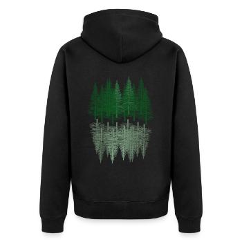 fir forest tree hiking spruce coniferous forest nature - Unisex Premium Organic Zip Hoodie - black - Back - Nico (187cm)