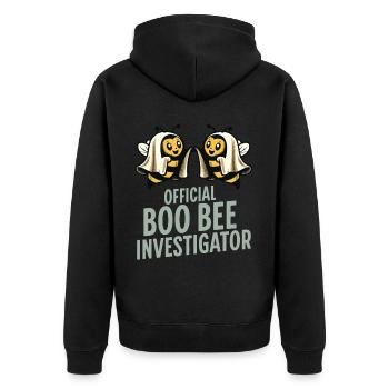 Offizieller Bienen Untersucher Lustiger Spruch - Unisex Premium Bio Zip Hoodie - Schwarz - Hinten - Nico (187cm)