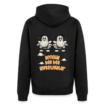 Offizieller Bienen Untersucher Lustiger Spruch - Unisex Premium Bio Zip Hoodie - Schwarz - Hinten - Nico (187cm)