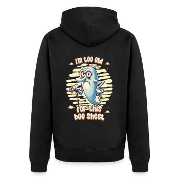 Funny Saying Design Grumpy Old Ghost - Unisex Premium Organic Zip Hoodie - black - Back - Nico (187cm)