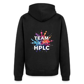 Team HPLC High Performance Liquid Chromatography - Unisex Premium Organic Zip Hoodie - black - Back - Nico (187cm)