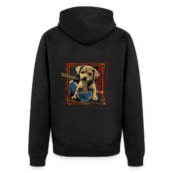 Motif Chien Manga Ramen Nouille Chien Anime Art - Veste à capuche bio Premium Unisexe - noir - Dos - Nico (187cm)
