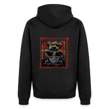 Motif Chien Manga Ramen Nouille Chien Anime Art - Veste à capuche bio Premium Unisexe - noir - Dos - Nico (187cm)